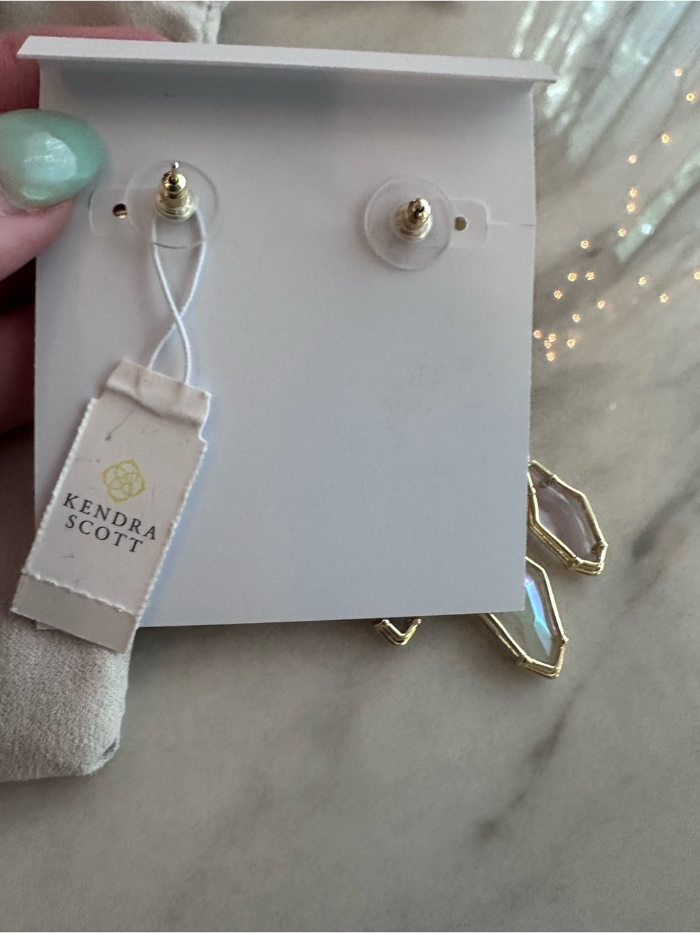 Kendra Scott Gold Iridescent Pink/Lavender Alexandria Chandelier Earrings - Picture 5 of 10